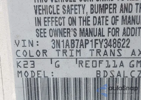 2015 Nissan Sentra S from USA, damaged, VIN 3N1AB7AP1FY348622